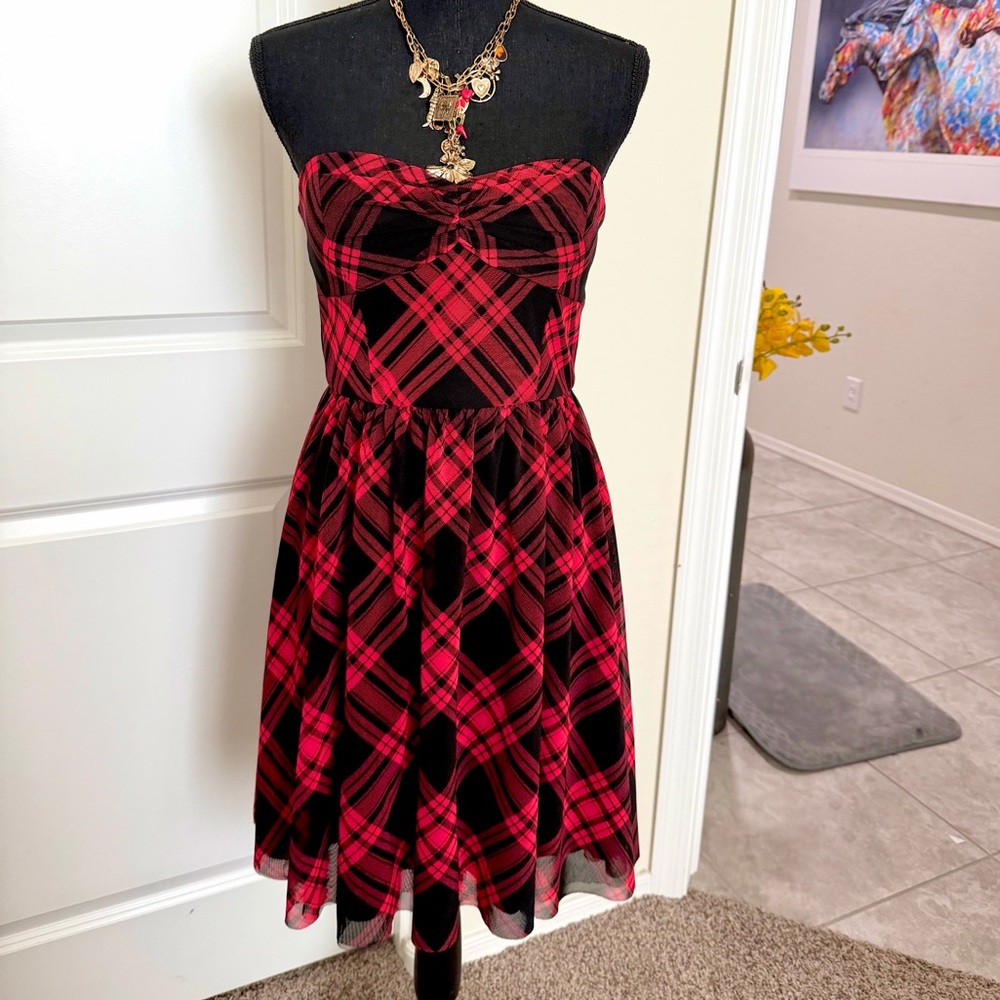 Betsey Johnson Red and Black Plaid Dress